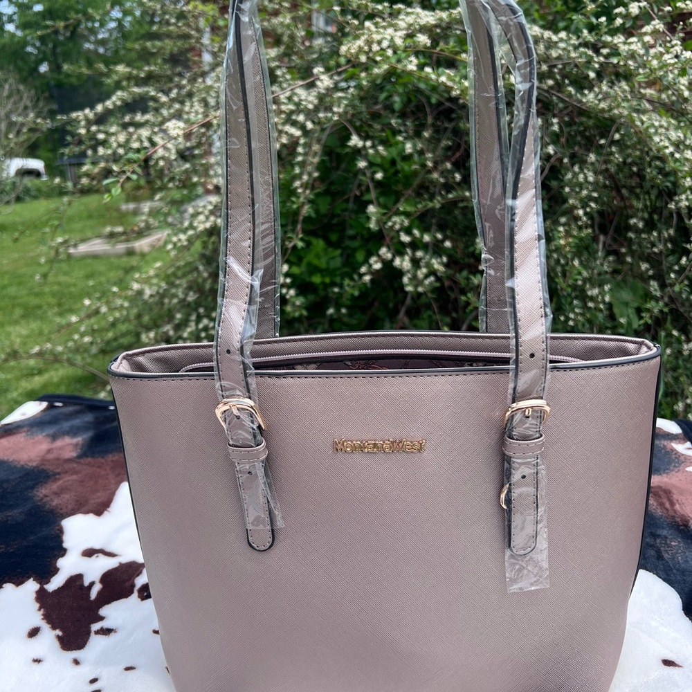 Montana West Structured Tote with Gold Hardware